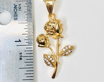 Aooaz Collana da donna con ciondolo a forma di fiore in argento placcato oro rosa, con zirconi, regalo per donne e ragazze e ottobre, colore: Oro rosa, cod. DSSXL125