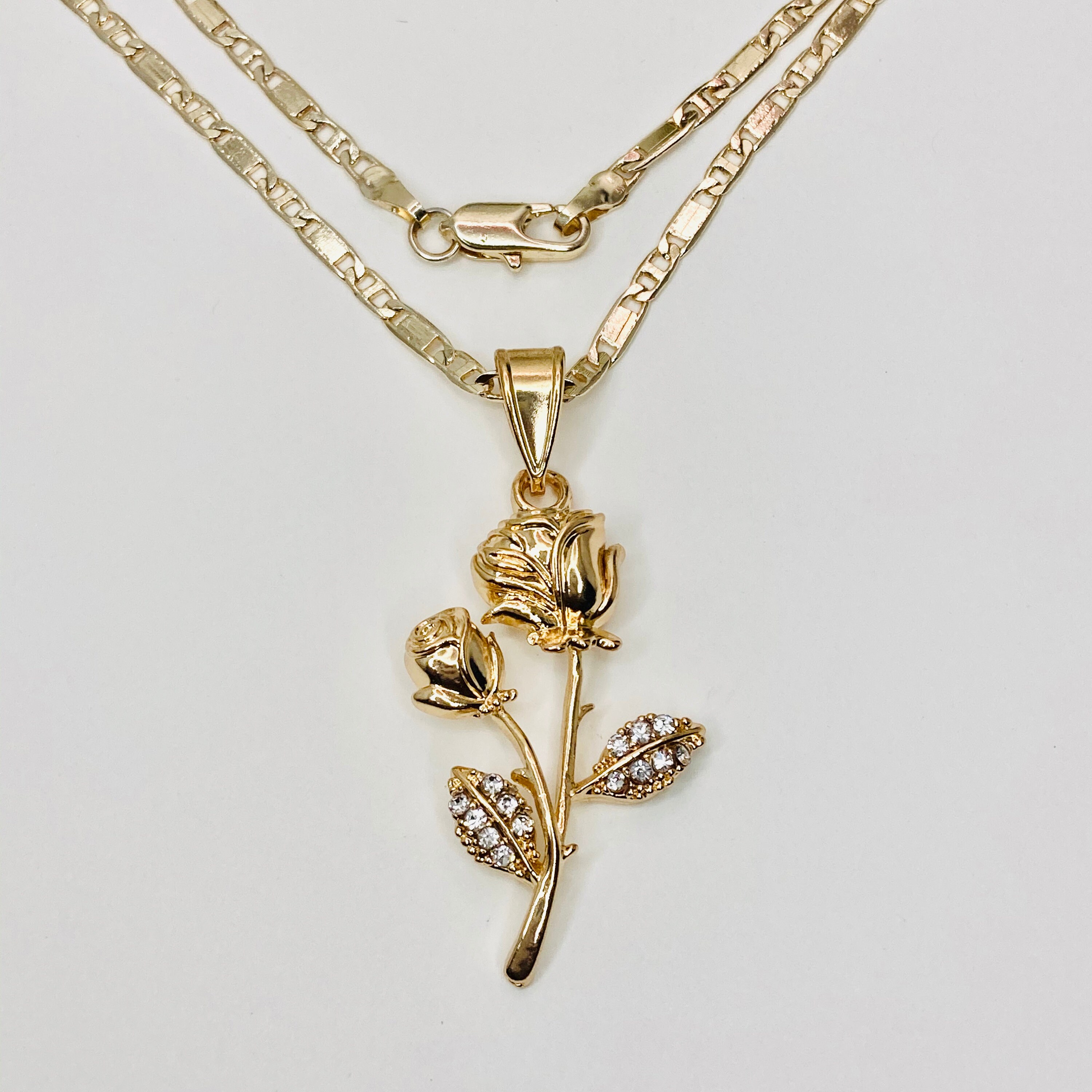 Collana con ciondolo per donna Fiore placcato oro rosa