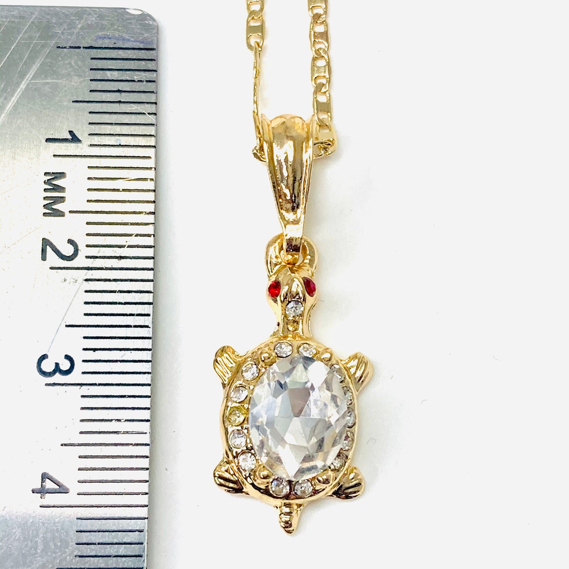 14k Gold Plated Turtle Pendant Gold Plated Turtle with White Etsy