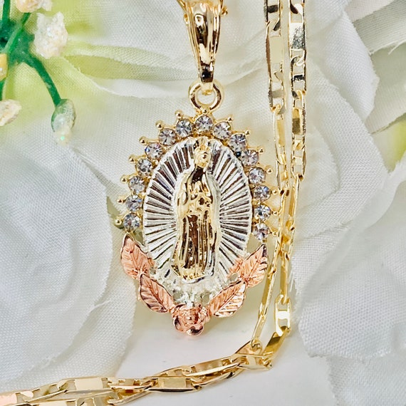 Gold plated virgin mary necklace sale