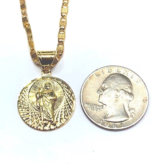 14k Gold Plated Jude Thaddeus Medal Gold Color Round Shape