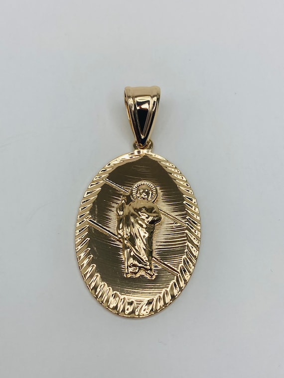 14K Vergoldet Saint Jude Bild Anhänger & Kette Halskette San