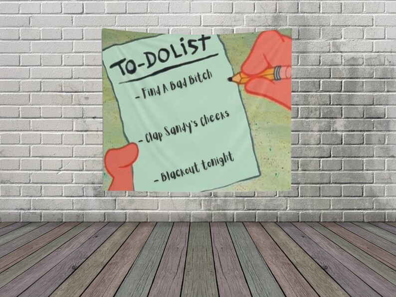 Spongebob Wall Tapestry Spongebob Meme Tapestry Funny Etsy