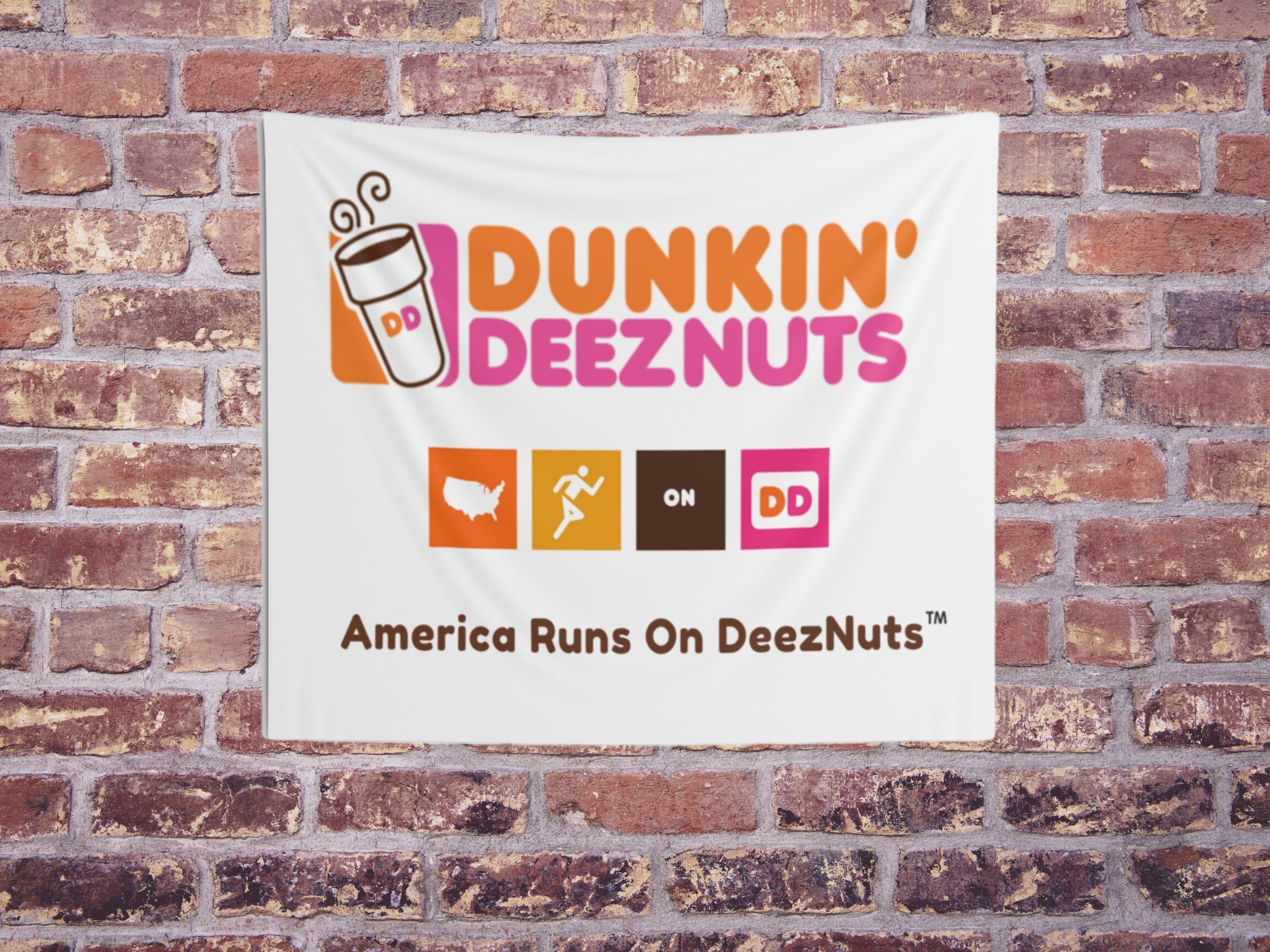 Dunkin Donuts Tapestry Funny Flag America Runs on Deez | Etsy