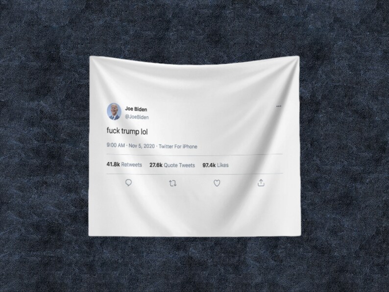 Funny Biden Tweet Backdrop Tapestry Funny College Tapestry Etsy
