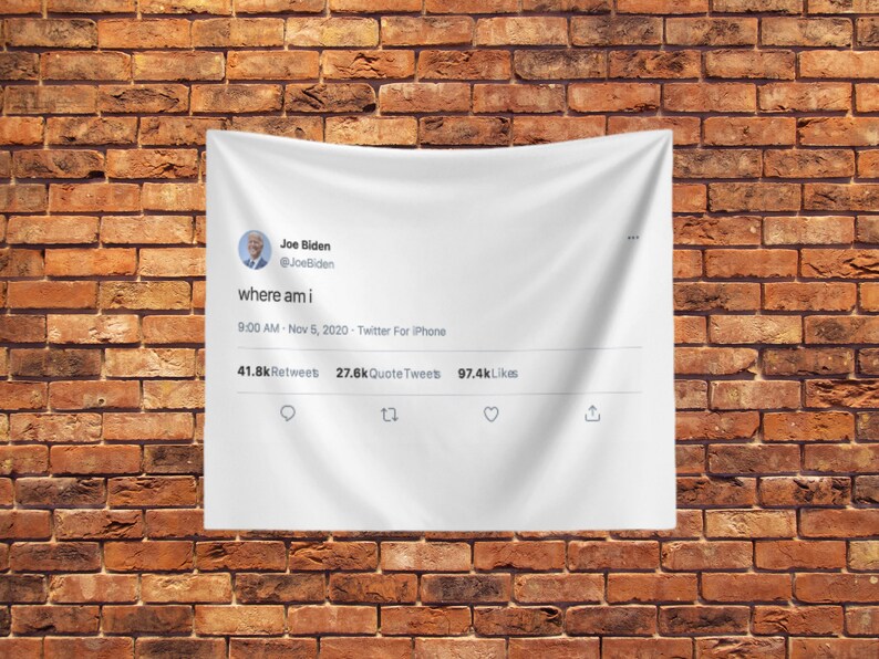 Funny Biden Tweet Backdrop Tapestry Funny College Tapestry Etsy