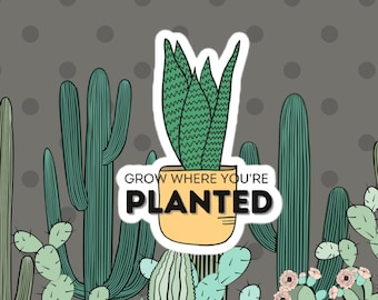 Grow Where You're Planted Vinyl Sticker | Hiking Sticker | Plant Lady | Plant Parent | Bubble-free stickers