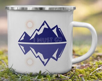 The Mountains are Calling I Must Go Enamel Mug | Camping Mug | Hiking Mug | Lake Mug | Skiing Mug