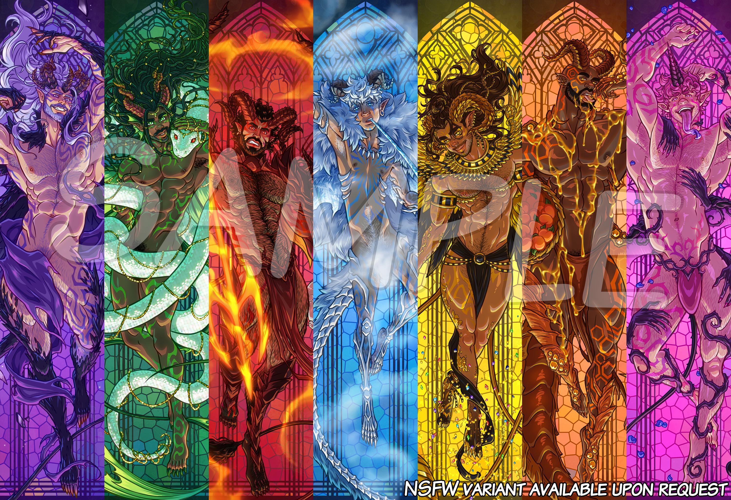 Poster • 7 Sinful Days of Halloween • Sexy Bara Art • Gay Demons - Etsy