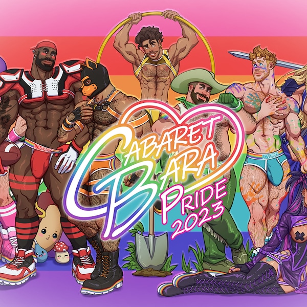 Cabaret Bara Pride 2023 • Rainbow Flag • Sexy Bara Art • LGBTQ Pride Poster