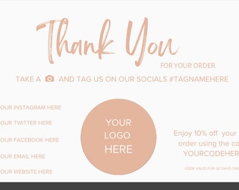 Personalized Thank you Card/ Thank you card template / Thank you business card template canva