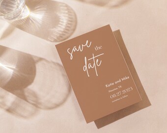 Terracotta Save the Date, Simple Wedding Evite, Minimalist RSVP, Modern Evite, Editable Template, Canva Made, Custom Printable Invitation