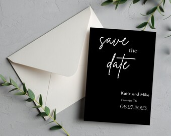 Simple Save the Date, Black and White Minimalistic RSVP, Modern Evite, Editable Template, Canva Save the Date, Custom Printable Invitation