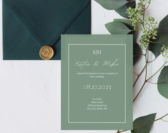 Digital Minimalistic Wedding Invite,  Modern Simple Electronic Wedding Invitation, Editable Template, Canva, Customizable Evite