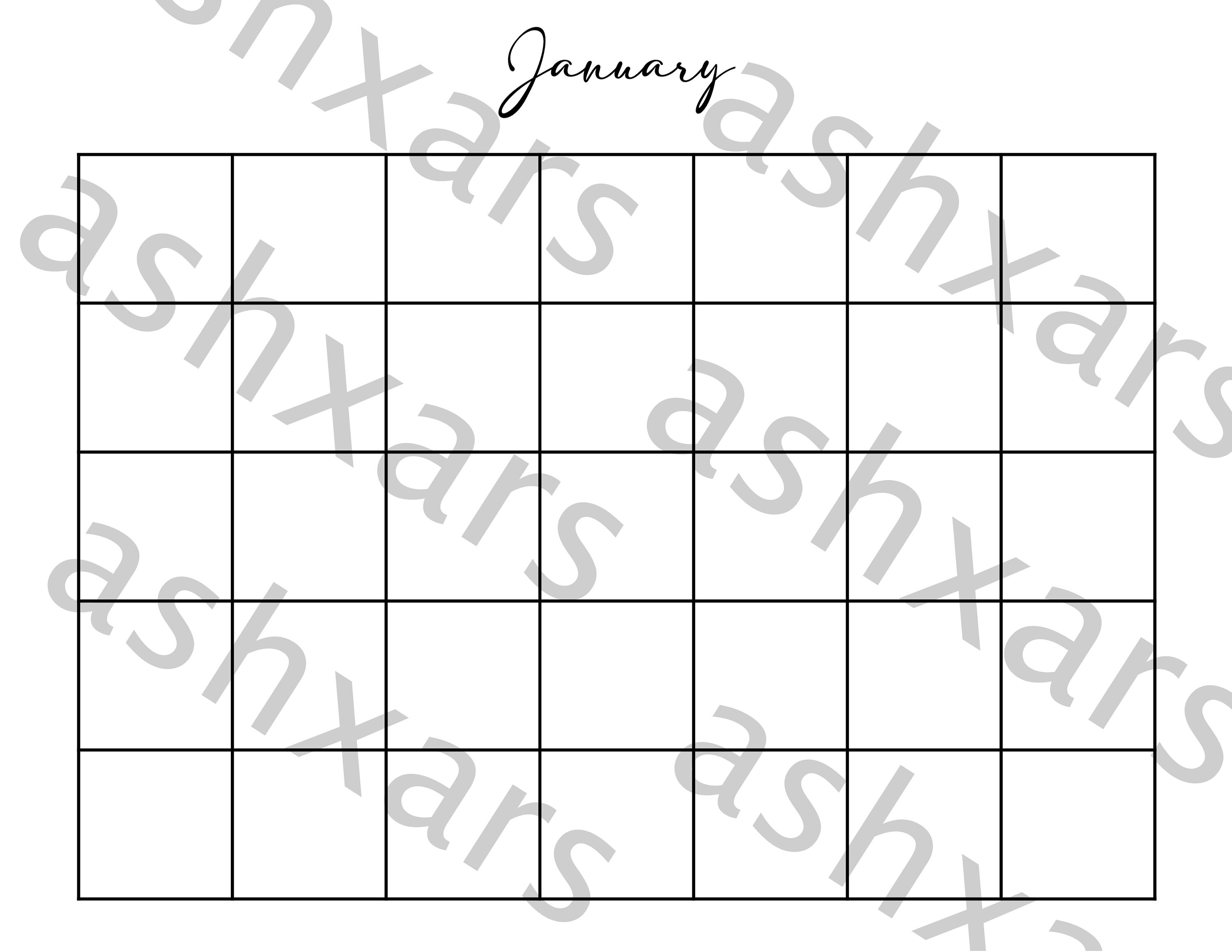 Blank 12 Month Calendar Printable - Etsy