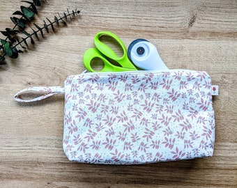 Floral cosmetic bag, sewing pouch, diaper pouch for diaper bag, makeup bag for makeup brushes, pencil pouch with zipper, teenage girl gifts