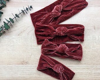 Maroon knot headband, corduroy headband for women knotted, hair accessories for girls, Christmas headbands for baby and girls, baby headband