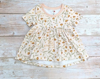 Be Still and Know shirt for girl, yellow floral clothing for baby girls, Catholic girl shirt with Bible verse, short sleeve top, peplum top