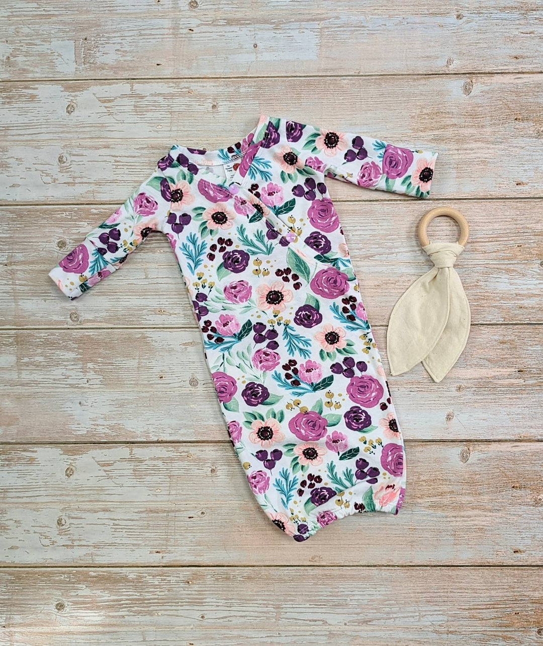 Baby Girl Sleeper, Floral Baby Gown, Infant Hospital Outfit, Newborn