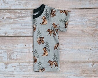 Bear t shirt kids, short sleeve shirt with animals, bear shirt for baby, tshirt with bear, t-shirt for boys, summer clothing for kids