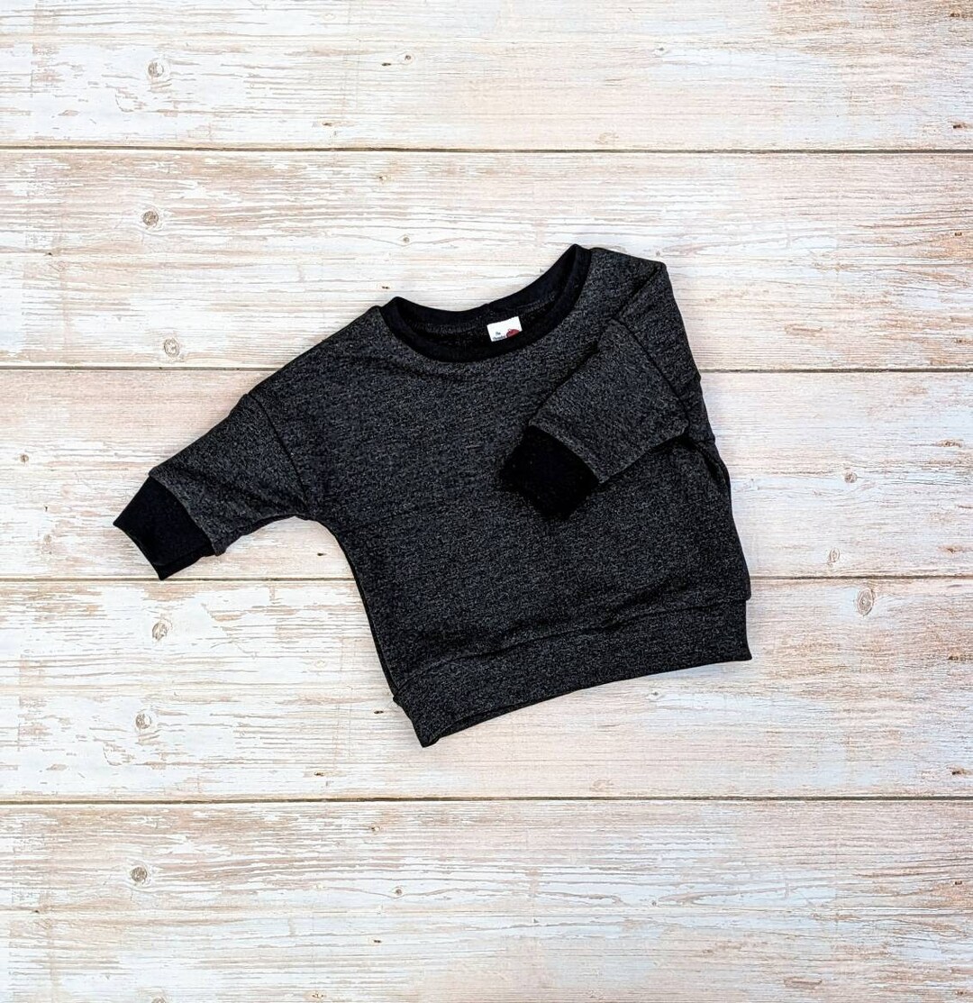 Baby Long Sleeve Shirt, Dark Gray Shirt for Baby, Winter Clothes for Baby, Bamboo Long Sleeve ...