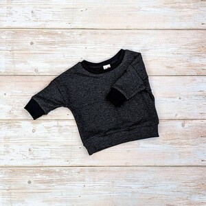 Baby long sleeve shirt, dark gray shirt for baby, winter clothes for baby, bamboo long sleeve shirt, oversized top, neutral baby clothes