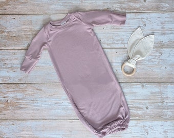 Baby girl sleepers, pink sleeper gown, bamboo baby gown, infant hospital outfit, baby sleep gown, baby girl sleeper gown, bamboo sleeper