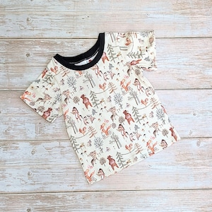 Baby tee shirt with animals, animals playing instruments shirt, toddler animal shirt, forest animal shirt for baby, short sleeve shirt