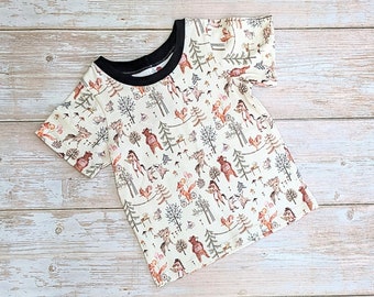 Baby tee shirt with animals, animals playing instruments shirt, toddler animal shirt, forest animal shirt for baby, short sleeve shirt