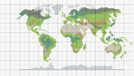 世界地図のクロスステッチパターン - Etsy 日本