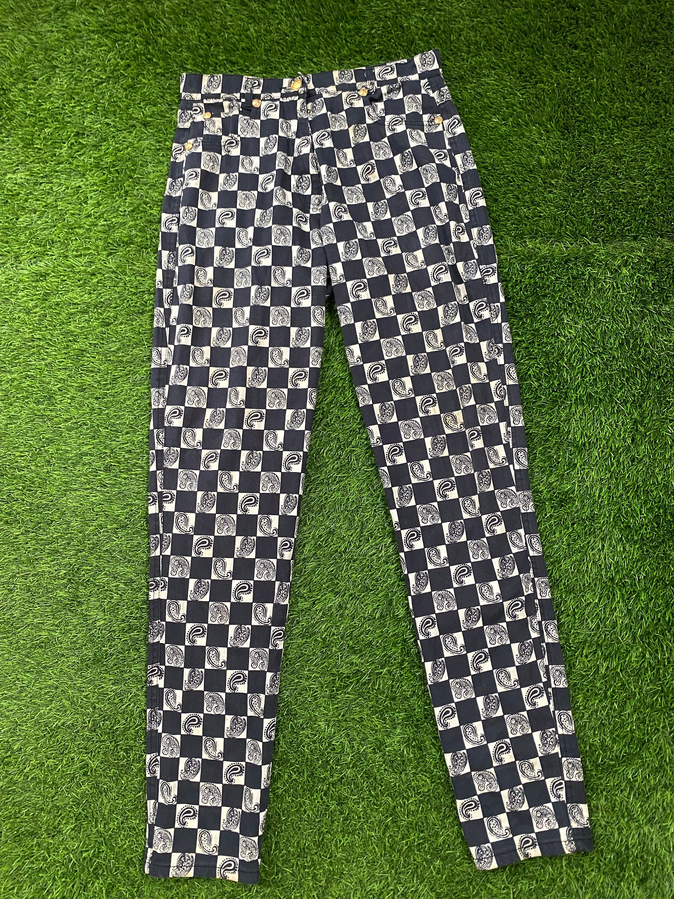 LOUIS VUITTON Vintage Monogram Logo Leggings Pants #36 Nylon Black