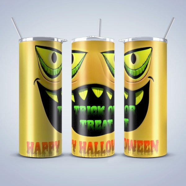 Monster Halloween Tumbler Wrap Png, Straight and Tapered Wrap, 20oz Tumbler Sublimation Designs Tumbler PNG File Digital Download