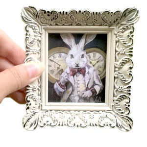 Mini Framed Vintage Rabbit Picture, Nursery Decor, Elegance Victorian ...