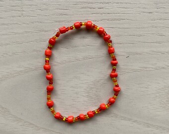 Red, Orange, and Yellow Assorted Bead Bracelet