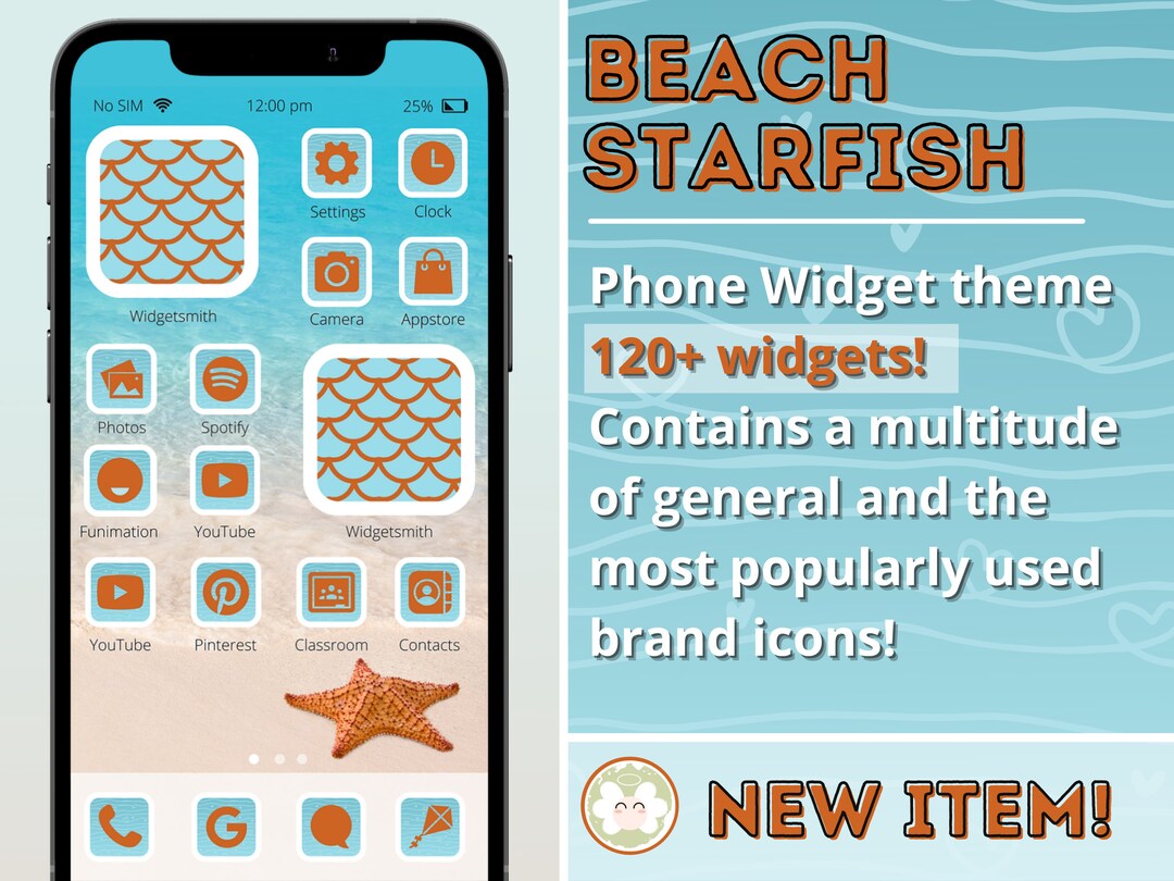 Sea Widget 120+ Beach Starfish Aesthetic Phone Theme Widgets - Etsy