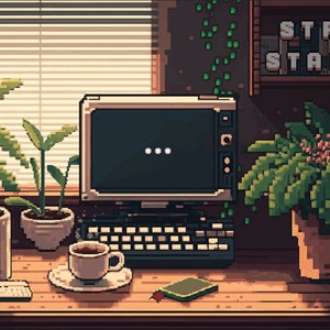 Animated Twitch Screens/Overlays | Pixel Art | Stream Starting/BrB/Offline | Cozy Desk Scene | Lofi Scene