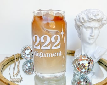 Angel Number- Modern Coffee Glass - Beer Can Glass - Angel Numbers Iced Coffee Cup - Libbey Glass - 16 oz