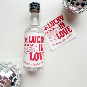 Lucky In Love Bachelorette Shooter Labels, Custom Vegas-Themed Party Stickers, Girls Club Tequila Labels, Cocktail Club Liquor Labels