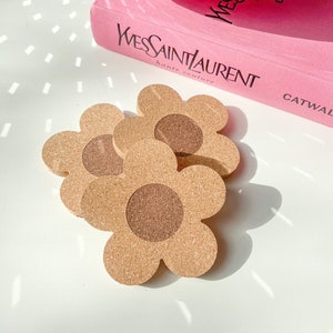 Flower Cork Coaster | Iced Coffee Coaster | Cork Coasters| Daisy Cork Coaster | Eco Friendly Coasters