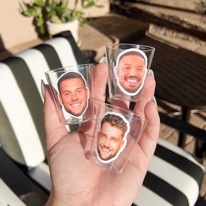 Custom Groom Face Plastic Shot Glasses, Bachelorette Party Groom Face Decorations, Groom Face Party Favors