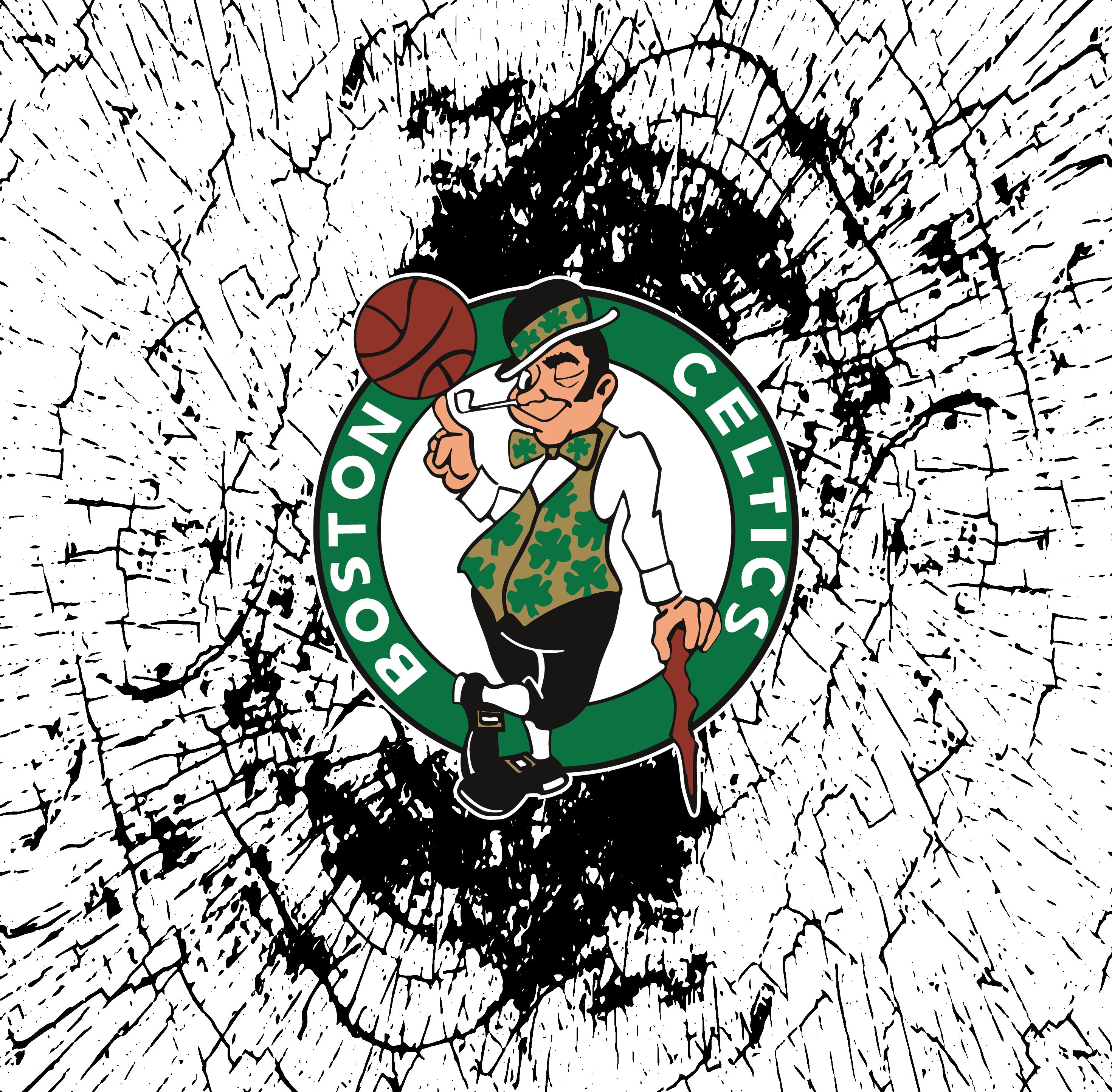 Boston Celtics Cracked Glass Etsy