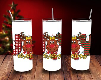 Joy Reindeer Christmas Tumbler, 20oz 22oz 30oz Tumbler Sublimation Design Template, Tumbler Wrap, Commercial Use, Christmas Gift