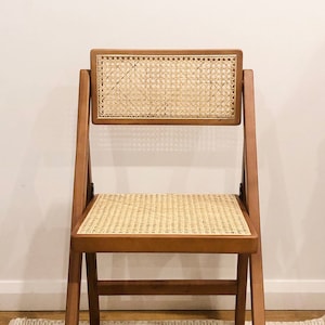 Retro Rattan Folding Chair Pierre Jeanneret Style Chair/ Dining Chair / Balcony Chair