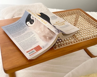 Retro handgemaakte rotan bedtafel/tafelblad/bedstation