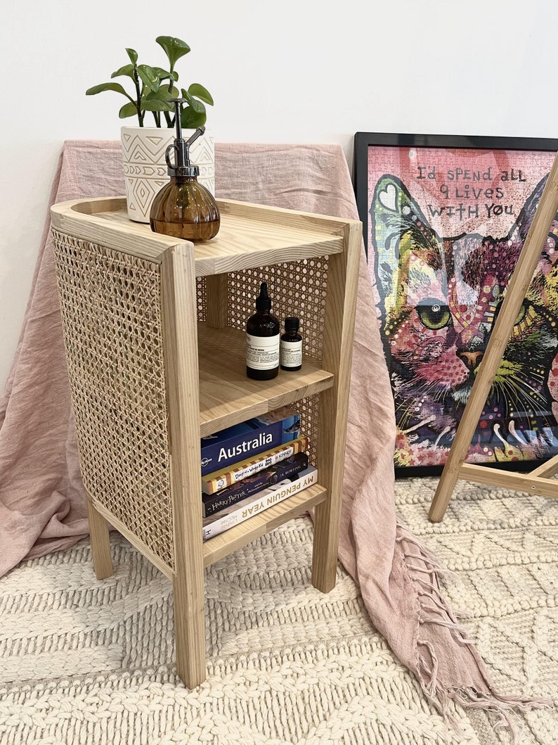 Retro Handcrafted Rattan Bedside Table / Lamp Table / Rattan Etsy