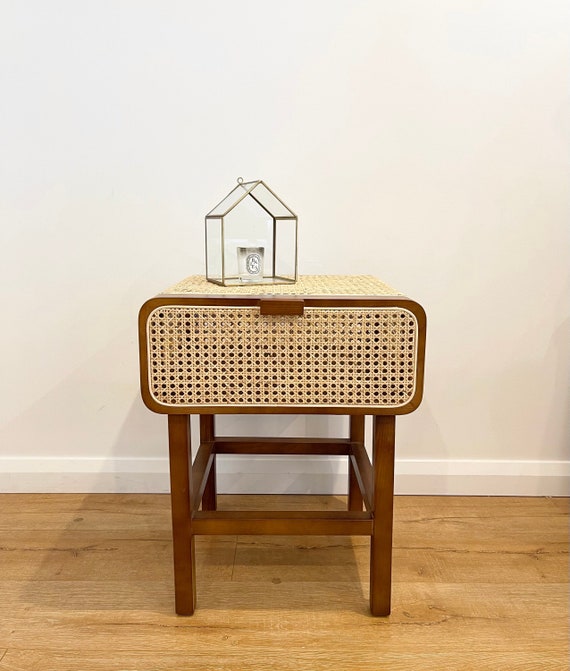 Retro Rattan Bedside Table / Lamp Table / Cabinet Table/ Balcony Table- preorder available