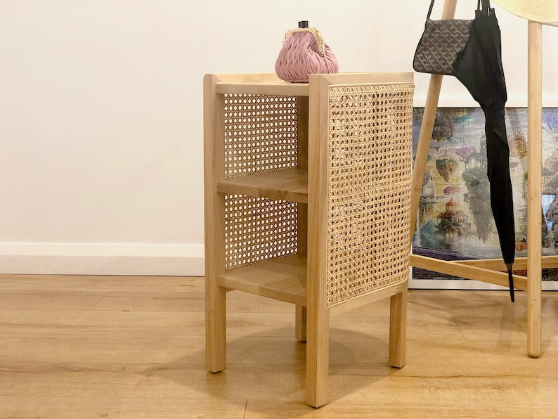 Retro Handcrafted Rattan Bedside Table / Lamp Table / Rattan Etsy