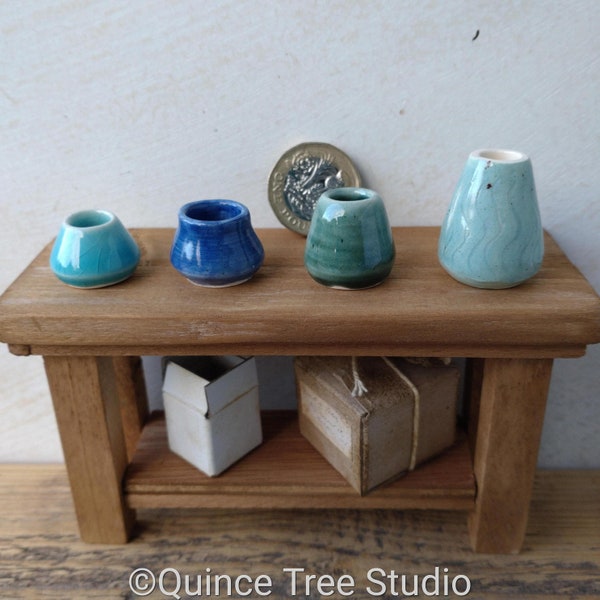 Miniature Pots & Vases, Handmade, 1:6 Scale, Individually Crafted in UK, by Quince Tree Studio