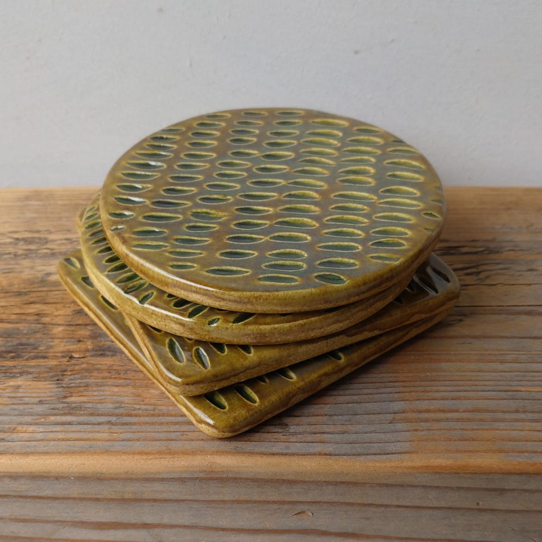 Handmade Ceramic Coaster, Textured, Rustic, Square or Round, Large, by ...