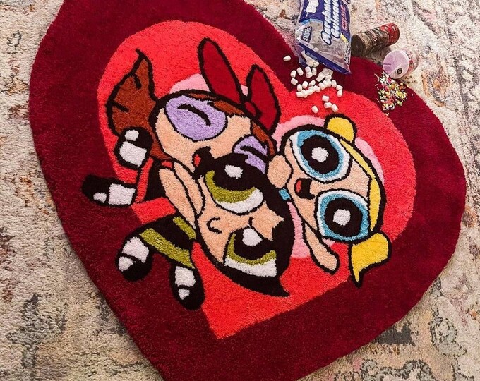 Hand Tufted Powerpuff Girls Rug Etsy